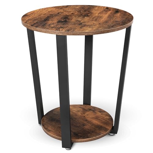 holz4home® Beistelltisch Lorie I Runder Wohnzimmertisch Ø50cm I Industrial-Look Braun I Vintagetisch Teetisch Vintage Sofatisch I Moderner Beistelltisch Fernsehtisch