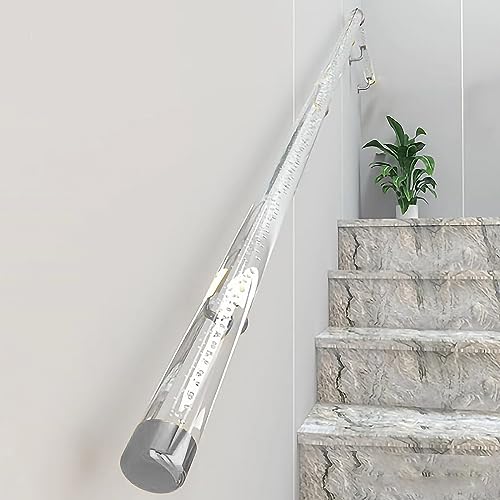 Main courante acrylique transparente de 250cm avec support argenté pour escalier