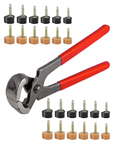 TRIZILLA 24 Pairs High Heel Replacement Tips, Heel Repair Kit for Women High Heel Shoes with 6 Inch High Heel Remove Pliers, 6 Sizes Heel Tips Caps, U-Shape, Black Beige