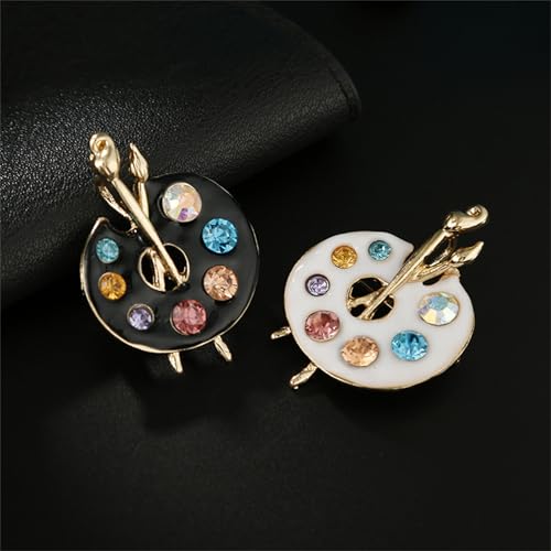Image of 2PCS Paint Palette Brooch Pin for Women Fashion Colorful Rhinestone Artist Paint Palette Brooch Painting Lovers Artists Dress Accessories Jewelry