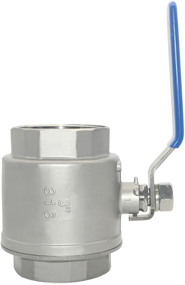 VARMHUS NPT Female 316 Stainless Steel Full Port Ball Valve Vinyl Handle WOG1000 (3")