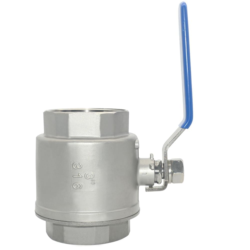 VARMHUS Válvula de bola NPT hembra de acero inoxidable 316 con mango de vinilo WOG1000 (3 pulgadas)