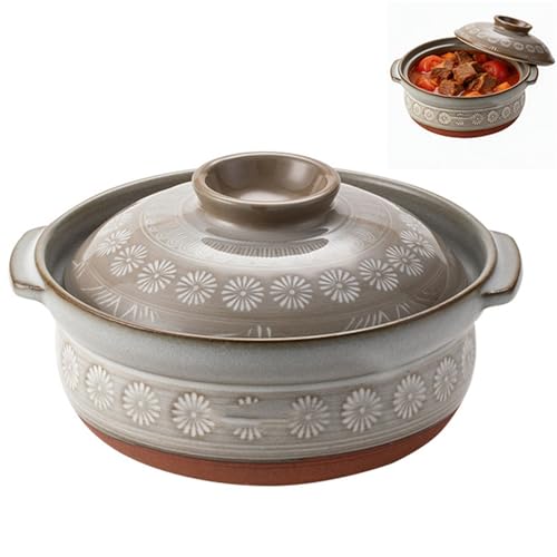 Olla de barro japonesa, olla de sopa de cerámica con tapa, estofado de tierra resistente al calor para guisar carne, sopa a fuego lento, cocina diaria - Utensilios de cocina multifuncionales