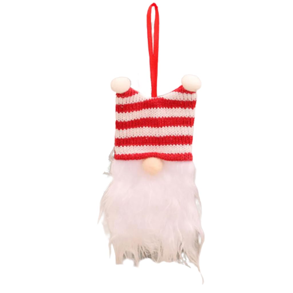 Jazuaiao Red Pendants Faceless Dolls Christmas Stripe Snowflake Dwarf Santa Ornament Christmas