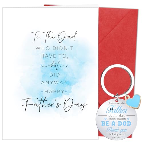Luvart Stepdad Fathers Day Card - Gift for Stepdads Keyring Gifts To The Dad Who Didnt Have To But Did Anyway