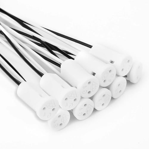 Icyowls 10 pezzi Portalampada G4, portalampade in ceramica resistenti alle alte temperature, attacco a due pin per lampade LED e alogene G4, per casa e progetti di illuminazione