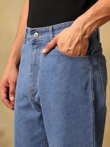 Image of KOTTY Mens Solid|Mid Rise| Coin Pocket|Button|Ankle Length|5 Pocket Jeans