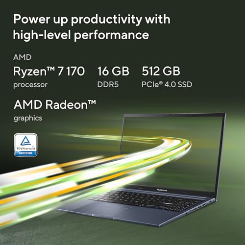 Image of ASUS Vivobook 15 (2026),AMD Ryzen 7 170,Fingerprint Sensor,16GB RAM,512GB SSD,FHD, 15.6 inch,(39.6 cm), Windows 11, M365 Basic(1 Year)* Office 2024,Quiet Blue,1.70 kg, M1502NAQ-BQ120WS,Thin & Light Laptop