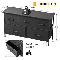 PayLessHere | 5-Drawer Fabric Dresser | Black | 80lbs Load Capacity — image 3
