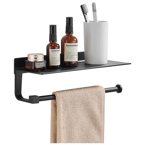 JOOM Hand Towel Holder for Bathroom -Paper Towel Holder Wall Mount - for Bathroom Black Paper Towel Holder with Shelf -Kitchen Towel Holder Black Cover