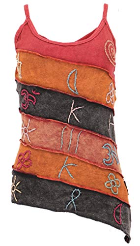 Guru-Boutique, Stonewash Goa Top, Style Hippie Top, Orange, Ducoton, Size:M / L (40), T-shirts de Haut de Gamme Cover
