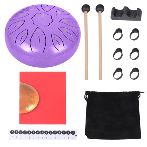 Professional Grade 8 Inch Steel Tongue Drum Featuring 11 Notes Designed for Sound and Emotional Balance Beginner