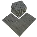 Mcombo 10 Pieces Patio Wood Deck Tiles 12"x12", Interlocking Deck Flooring Oiled Finish, Wood Tiles Resistant Water and Easy to Install for Outdoor Deck,Balcony and Backyard (Light Grey)