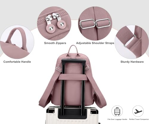 Small Backpack Purse for Women ,Mini Nylon Daypack Travel Bag (Pink) - 2