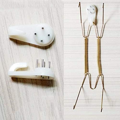 Yitaocity 5 Pack Stainless Steel Gold Plate Spring Hook Holder Hanging Wire Wall Plate Hanger Decorative Dish Diaplay Holder + 5Pcs Wall Hooks (8 inch)