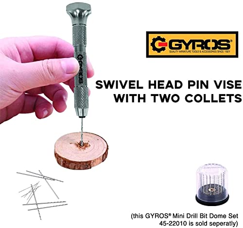 Gyros Professional Swivel Head Pin Vise Hand Drill With Anti-Slip Nickel Plated Steel Body, And Two Reversible Collets For Precision Drilling, Size Range Of 0" (0Mm) To 1/8" (3.175Mm) (97-01818) #TOP7