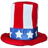 DALJIAFA 4th Of July Patriotic Top Hat Red Blue White American Flag Star Uncle Sam Cap Headpiece Women Men Independence Day Party Hat for Memorial Day Halloween Carnival Festival Parade Party Supplies