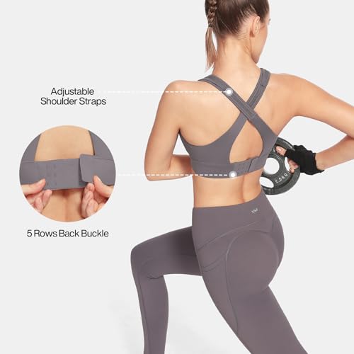 Image of High Impact Sports Bras for Women Adjustable Zip Front Plus Size Workout Bra Full Coverage Removable Padded Running