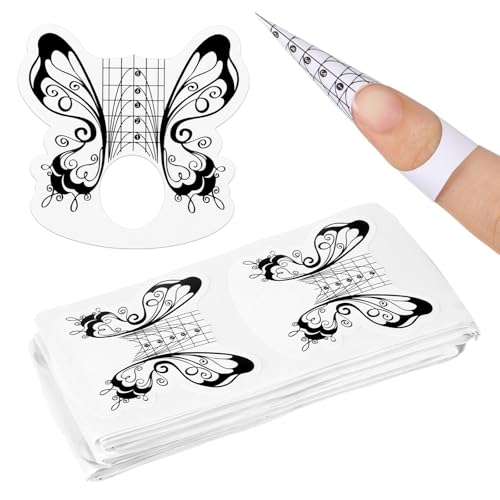 200 Stück Nagelschablonen, Selbstklebende Nagelverlängerung Schablone, Schwarz Nagel Schablone, Nagelschablonen Verlängerung für DIY-Nagelkunstdesign