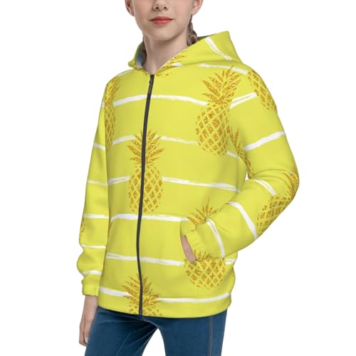 Gold Pineapple Kid Hoodies Boys Zip Up Sweatshirts Girls Pullover with Pocket