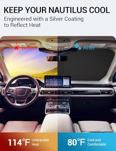Image of Proadsy 2026 Upgrade Front Windshield Sun Shade Foldable Sunshade Protector Custom Fit 2019-2023 Lincoln Nautilus SUV Accessories, PRS331