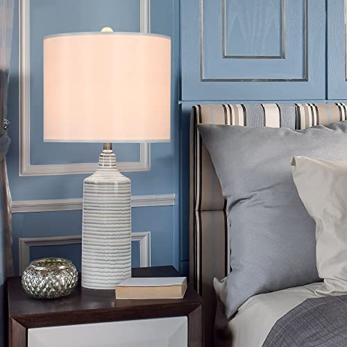Euo 24.25” Ceramic Lamps Set Of 2 For Bedroom, Blue Lamps For Bedrooms Set Of 2, Blue Coastal Lamps For Living Room, Blue And White Lamp For Nightstand, Bedside Table, Guest Room, Cottage #TOP4