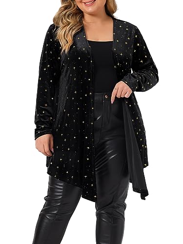 Agnes Orinda Women's Plus Size Cardigans Open Front Draped Shiny Party Velvet Cardigan