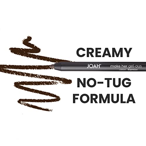 Joah Make Her Gel-Ous Gel Eyeliner With Self-Sharpening Pencil, Waterproof & Long-Lasting Color Definition, Espresso #TOP1