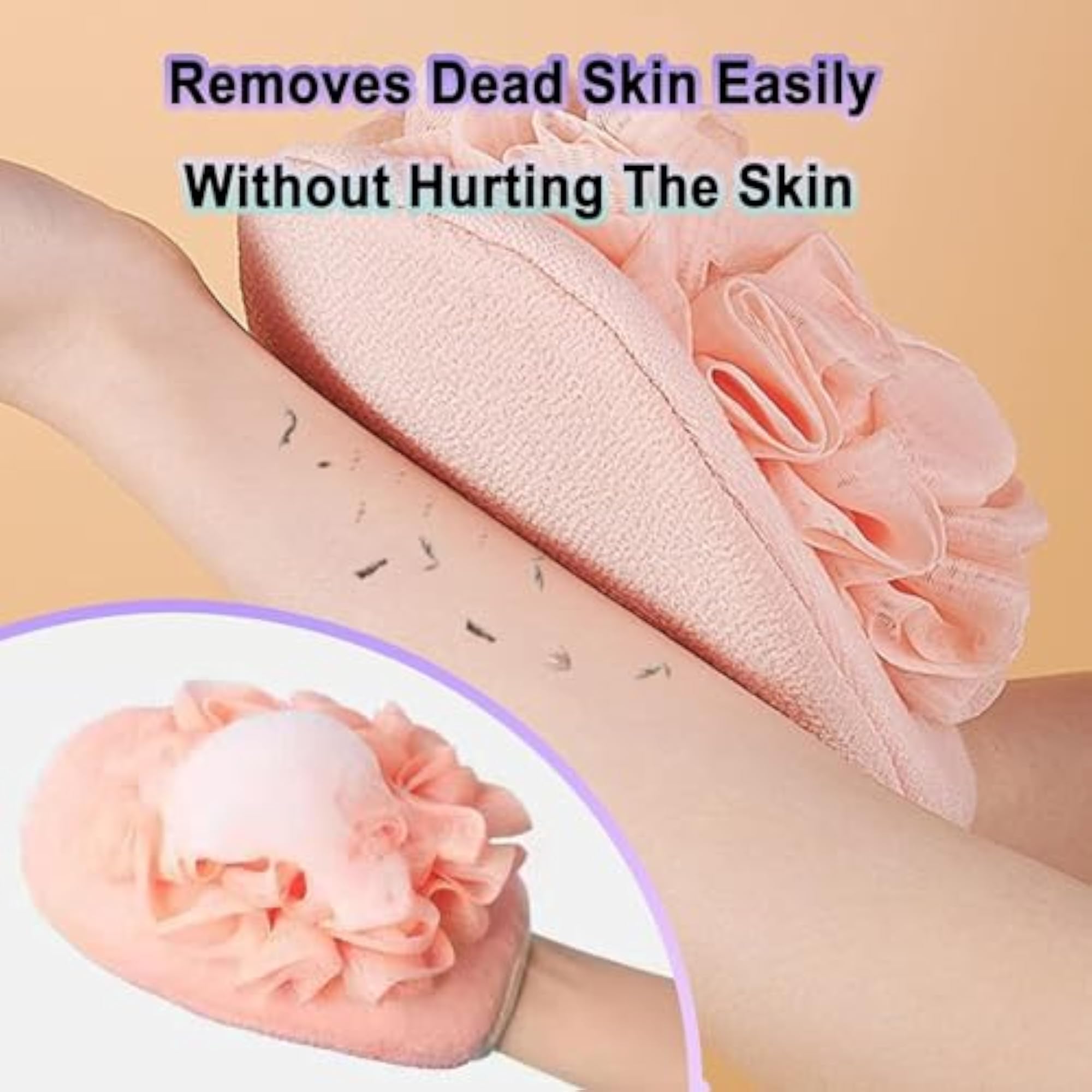 Exfoliating Glove with Loofah Sponge, Double Sided Bath Scrubber