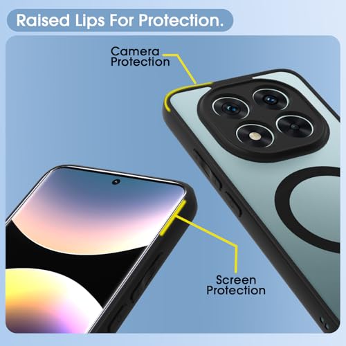Image of Amazon Basics Back Cover for Redmi Note 15 Pro 5G Compatible with Mag-Safe | Shockproof Design | Hard Transparent Back Case (Black Mag-Safe)