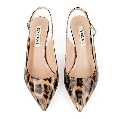 Image of JOY IN LOVE Slingback Kitten Heels for Women Closed Pointed Toe Pumps Dress Shoes