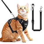 BECHTEL Cat Harness and Leash for Walking - Adjustable in Four Directions, Breathable, Anti-Escape, Fitted and Positioned With Reflective Strips - Black, S