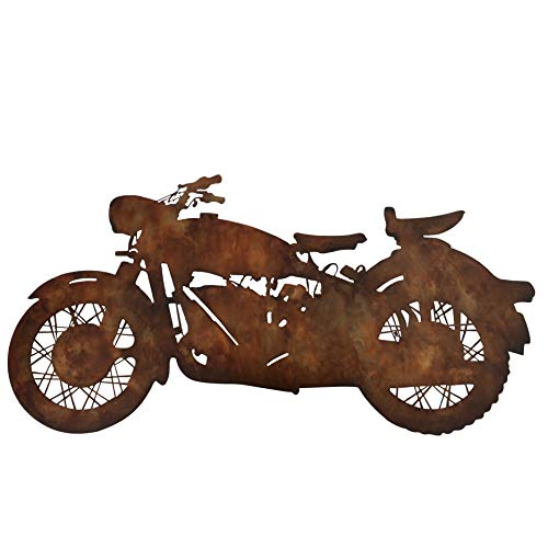 WHW Whole House Worlds Escultura de pared de silueta de motocicleta grande, acabado de óxido vintage, 32.0 cm de ancho x 16.25 pulgadas, decoración del hogar y la oficina Cover