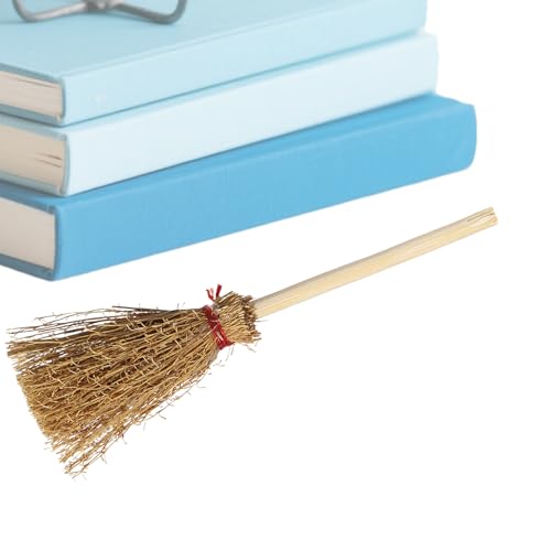 Yplkm Vassoura de bruxa decorativa | pequena vassoura de palha | decoração artesanal como acessório para bruxas em festas disfarces celebrações familiares e festivais