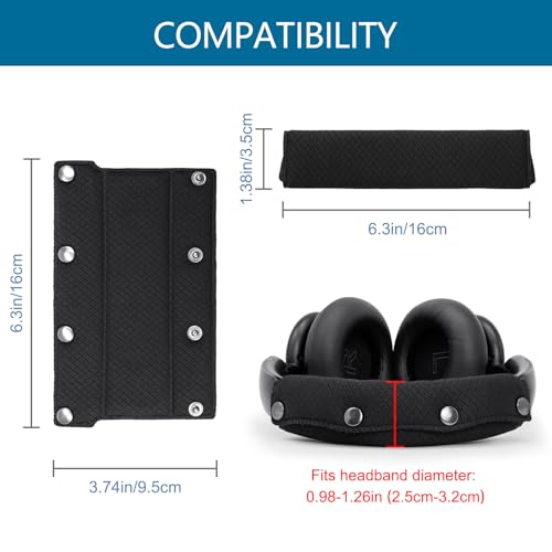Image of GEVO Headphone Headband Cover for Anker Soundcore Q20,Q20i,Q20+,Q30,Q35,Q45 Headsets,Sponge Fabric Material Headband Cushion Easy Installation No Tool Needed (Black)