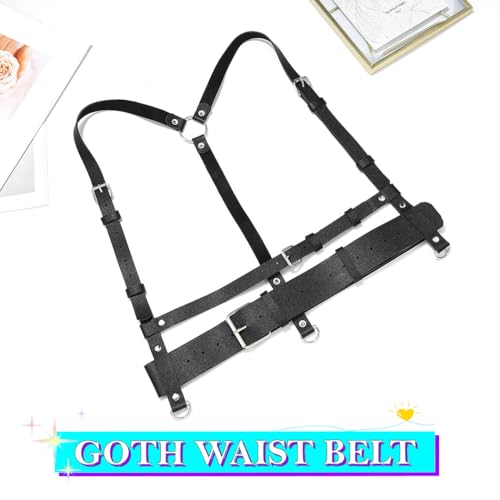 Leather Chest Harness Black Wide Waist Belt Fashion Rave Body Accessory for Women2