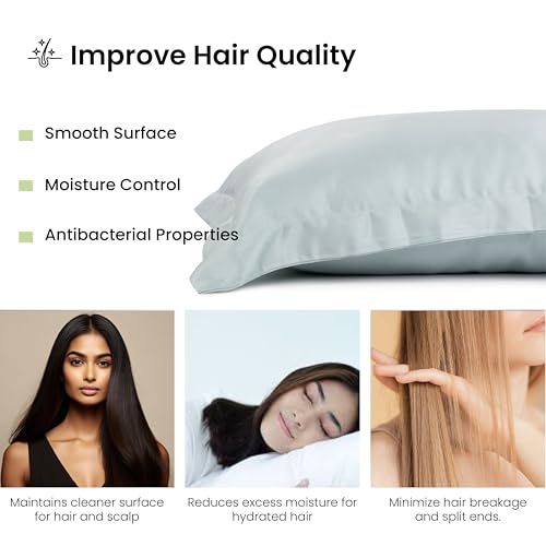 Image of Mush Bamboo Pillow Cover Set of 2 | 400 TC | 100% Bamboo Pillow Cover for Hair & Skin | Breathable, Silky Soft & Envelope Pillowcases for Hot Sleepers & Night Sweats | 17 inchx27 inch (Aqua Blue, King)