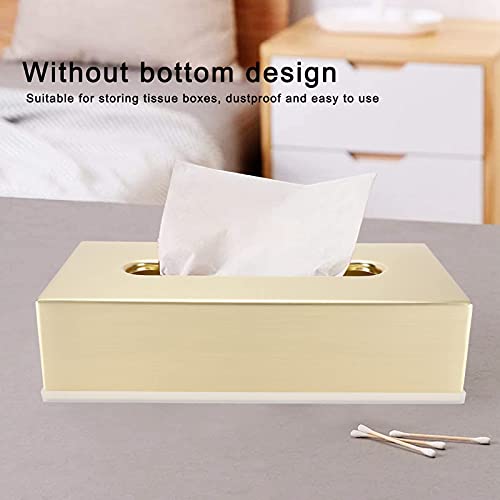 2Pcs Rectangular Tissue Box Cover, Gold Stainless Steel Paper Facial Cover Facial Tissue Box Holder Decorative Tissue Dispenser For Dressers Bathroom Vanity Decor #TOP2