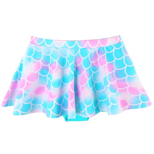 Image of BAOHULU Girls Two Piece Swimsuits Rash Guard Ruffle Bikini Skirt Short Sleeves Beach Dress Swimwear UPF 50+ 3-12Y