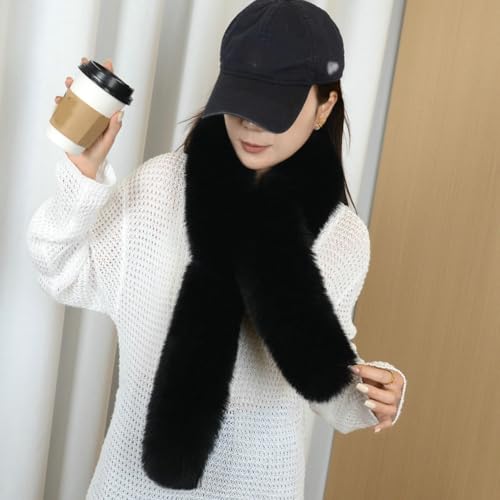 Women's Faux Fox Fur Scarf Fluffy Winter Shawl Wraps Long Plush Neck Warmer Elegant Winter Collar Stole for Women3
