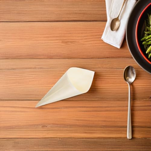 50 conos de madera desechables para aperitivos, catering y eventos 5