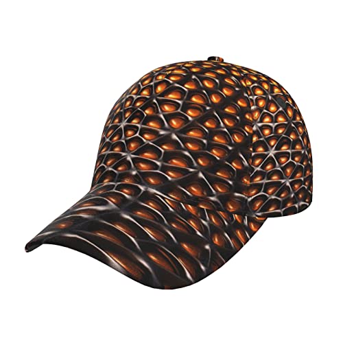 LANGGE Gorra de béisbol para hombre y mujer, diseño de panal de abeja de metal marrón con ala curvada, gorra de béisbol para deportes al aire libre, Negro, Talla única