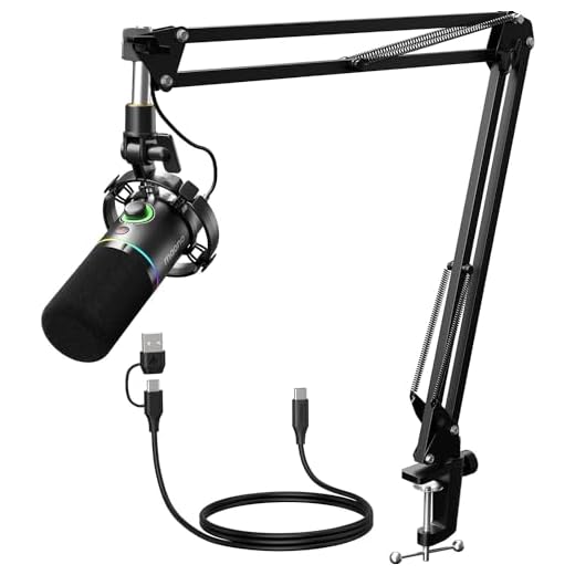 MAONO XLR/USB Dynamic Microphone Kit, RGB Podcast Mic with Software, Mute, Gain Knob, Volume Control, Boom Arm for Streaming, Gaming, Voice-Over, Recording-PD200XS Black