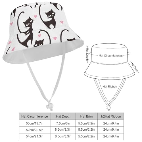Love Black CatChildren's Bucket Hat for Boys and Girls, Breathable Summer Beach Hat54cm2