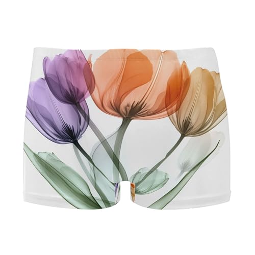 Color Tulip Flowers Mens Swim Trunk Swimwear Bathing Suit Swim Brief Square Leg Board Short S S0406646