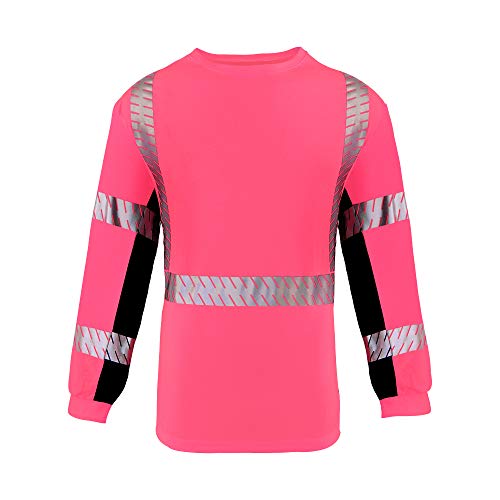 Smasys Work Safety T Shirts, Class 2 High Visibility Reflective Long Sleeve, Moisture Wicking Construction Workwear For Men And Women (Pink,S) #TOP9