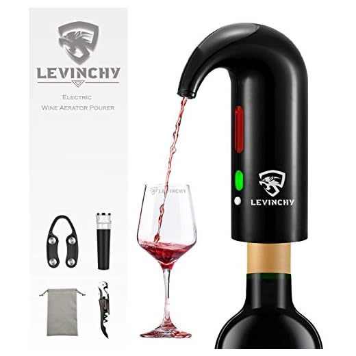 LEVINCHY Electric Wine Aerator Pourer, Automatic Wine Decanter，One-Touch Wine Oxidizer, Multi-Smart Automatic Filter Wine Dispenser, Black
