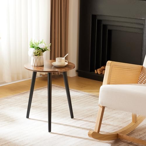 YOUDENOVA Mesas auxiliares de madera, mesa de centro redonda, diámetro 42 x 52 cm, mesa de salón, mesita de noche con...