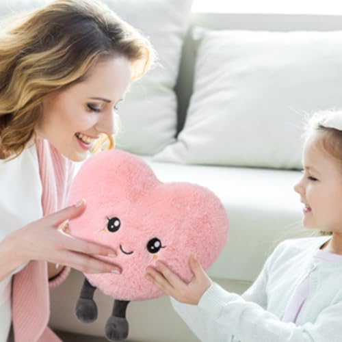 Image of Zexsazone Soft Pink Heart Plush Toy Cushion - Cute Smiling Face Stuffed Pillow for Kids, Boys, Girls Girlfriend & Wife | Valentine Gift, Birthday Present, Anniversary Romantic Plushie Home Decor 30 cm