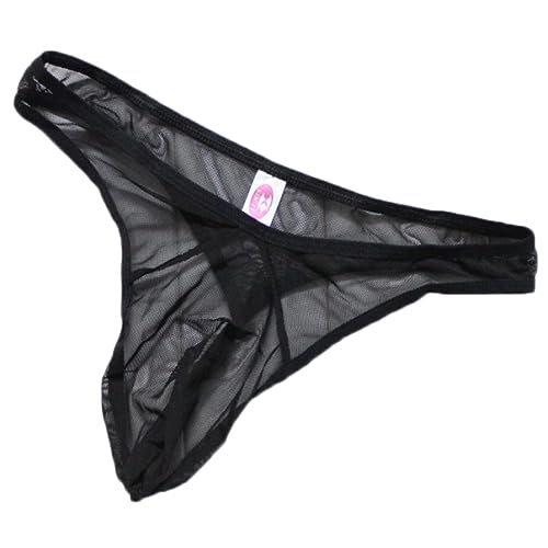 Mens Ice Silky Thongs Lingerie Breathable Briefs Mesh Underwear See-Through Hot Underpants Panties for Boyfriend Husband